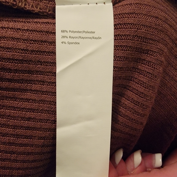 Brown Forever 21 Women's Turtleneck Ribbed Drop Sleeve Top - Picture 8 of 8